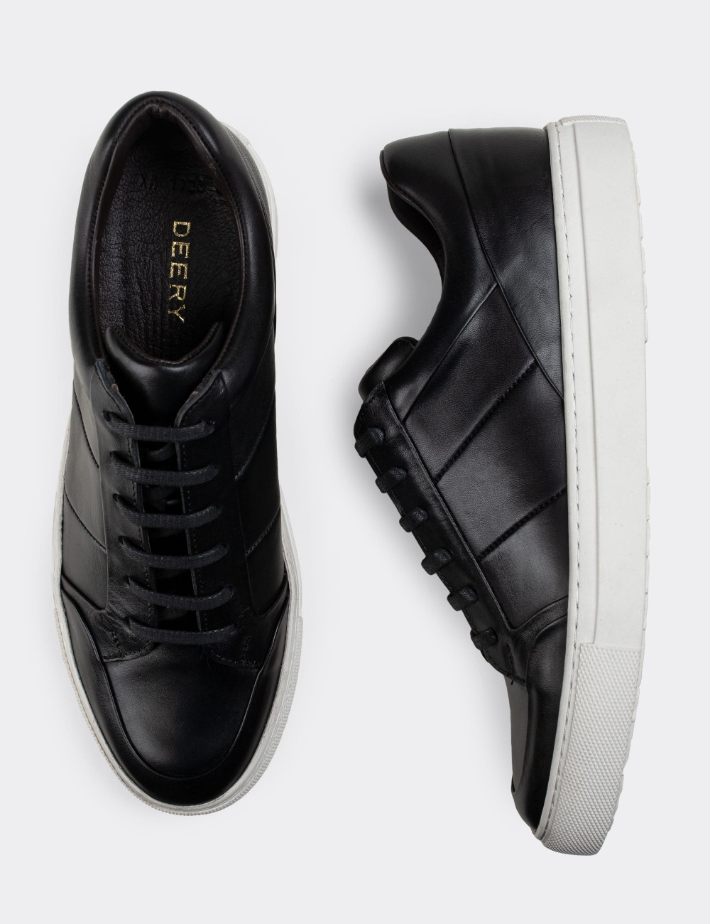 Black  Leather Sneakers - 01723MSYHC01