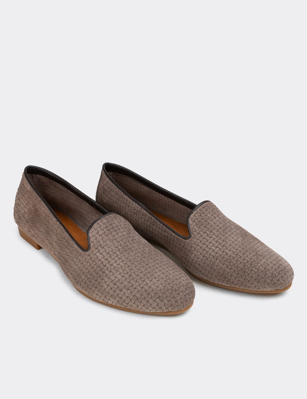 Sandstone Suede Leather Loafers  - E3208ZVZNC02