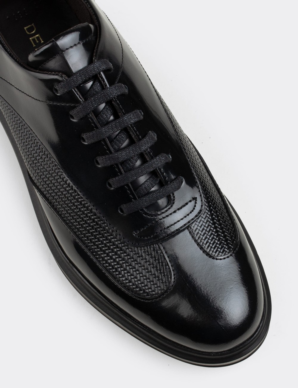 Black  Leather Lace-up Shoes - 01686MSYHP01