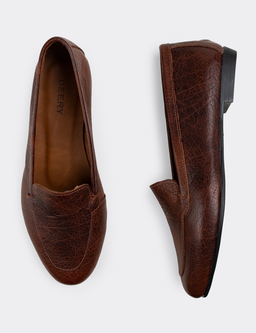 Brown  Leather Loafers  - E3206ZKHVC02