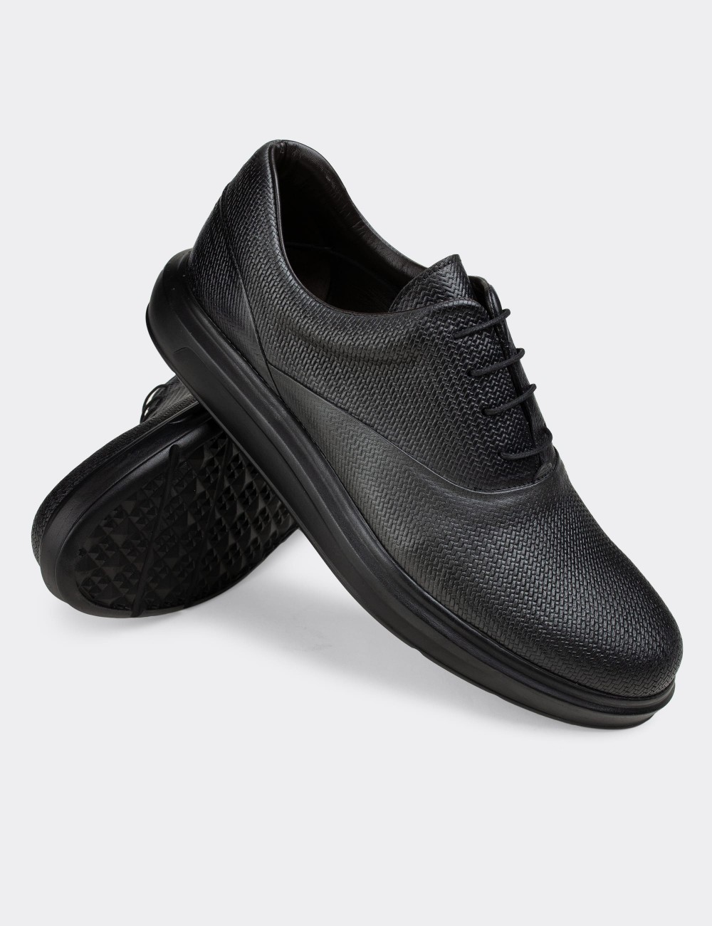 Gray  Leather Lace-up Shoes - 01652MGRIP03