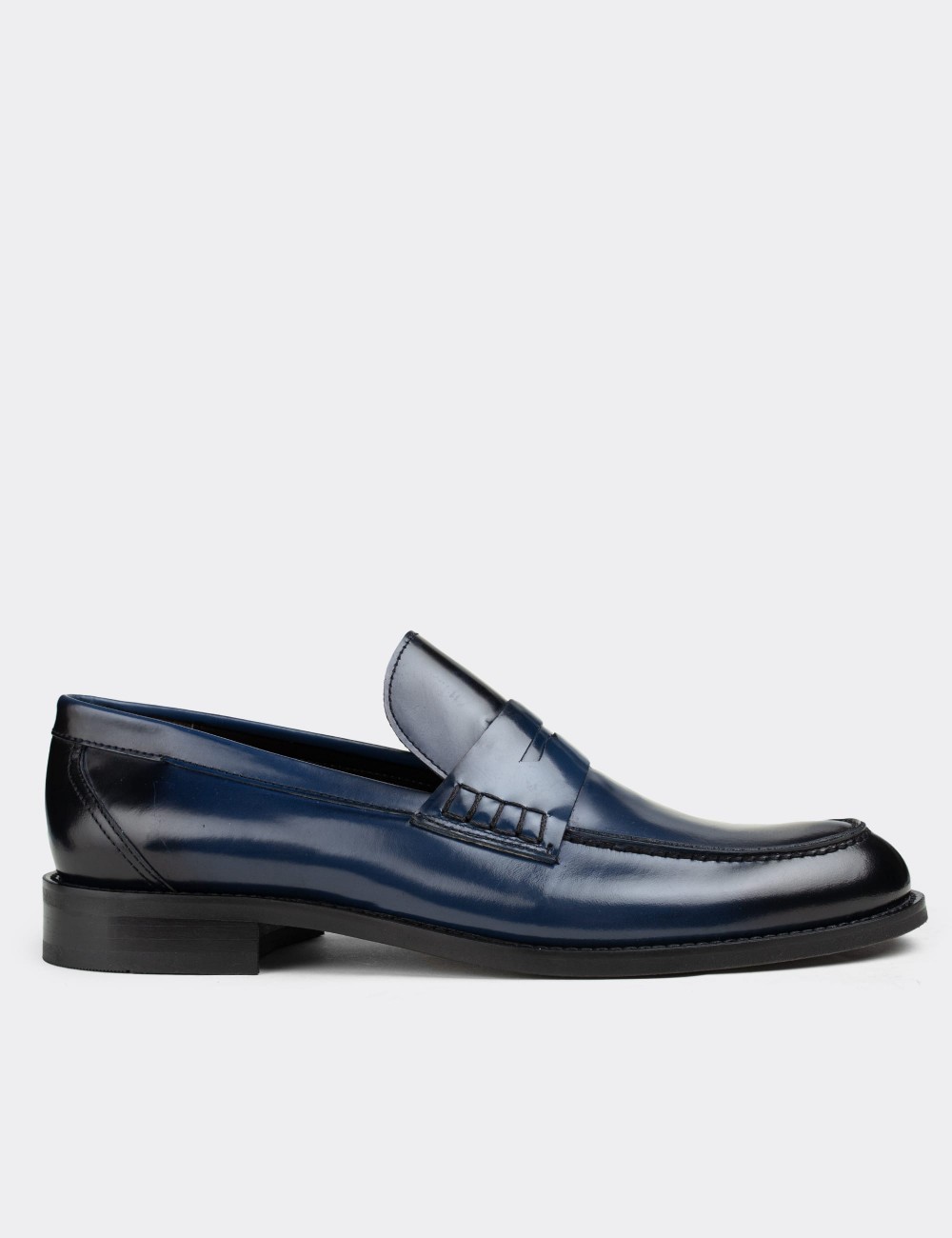 Blue  Leather Loafers - 01538MMVIN01