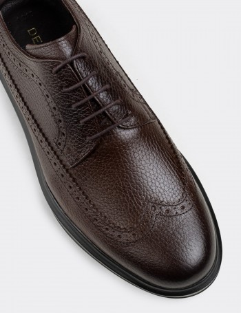 Brown  Leather Lace-up Shoes - 01293MKHVP03