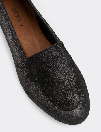 Black Suede Leather Loafers  - E3206ZSYHC03