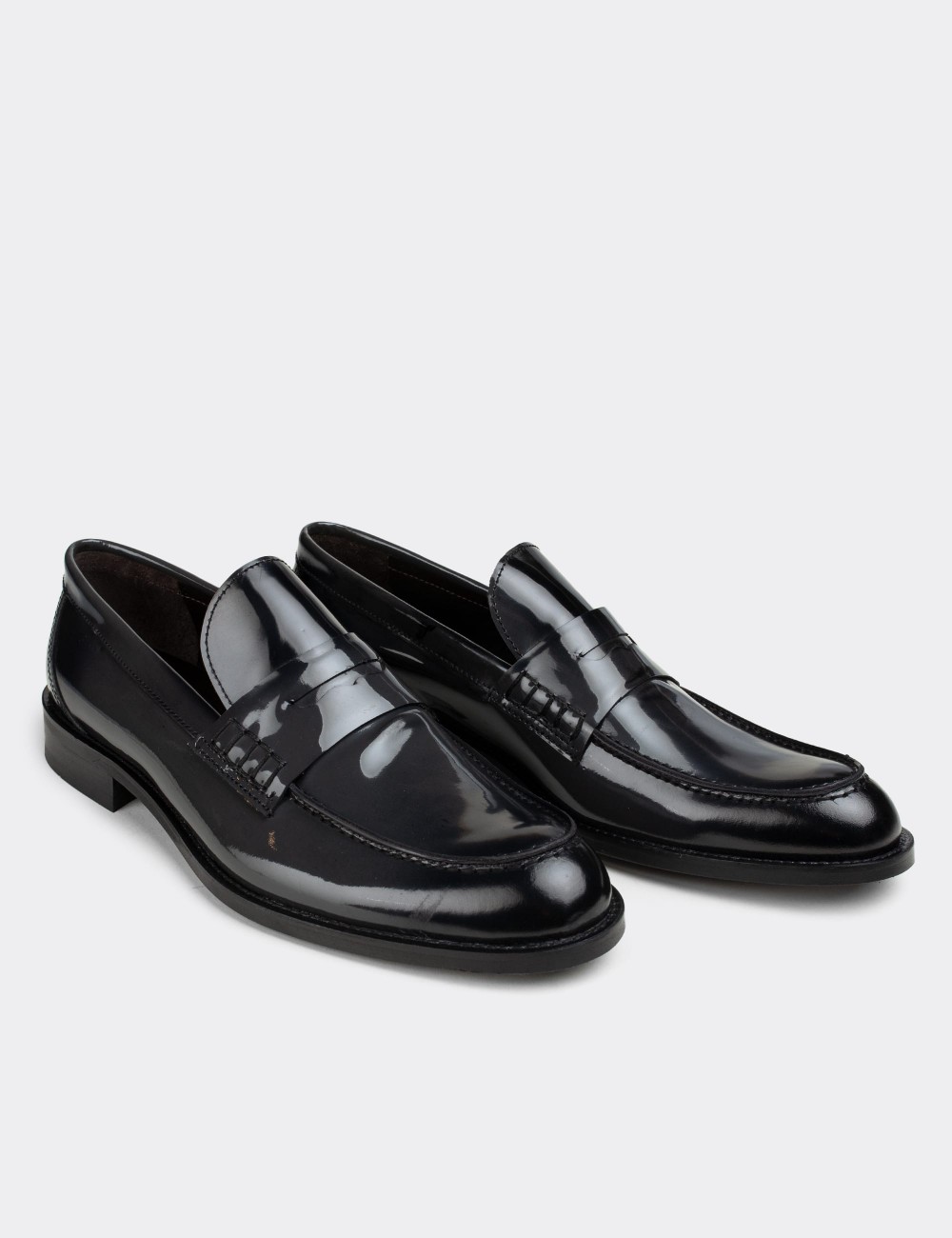 Gray Patent Leather Loafers - 01538MGRIN02