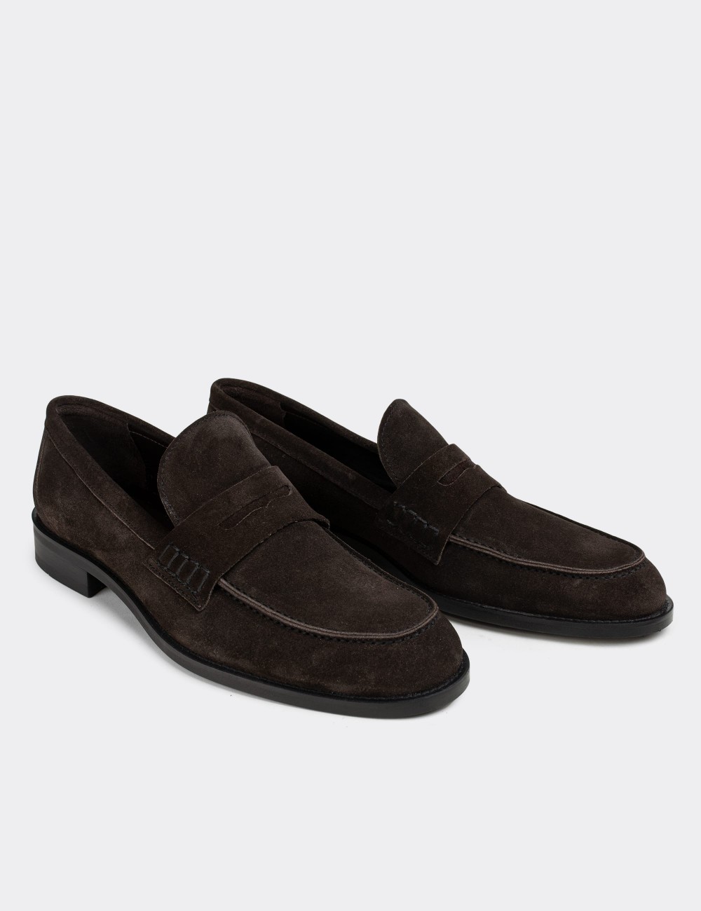 Brown Suede Leather Loafers - 01538MKHVN08
