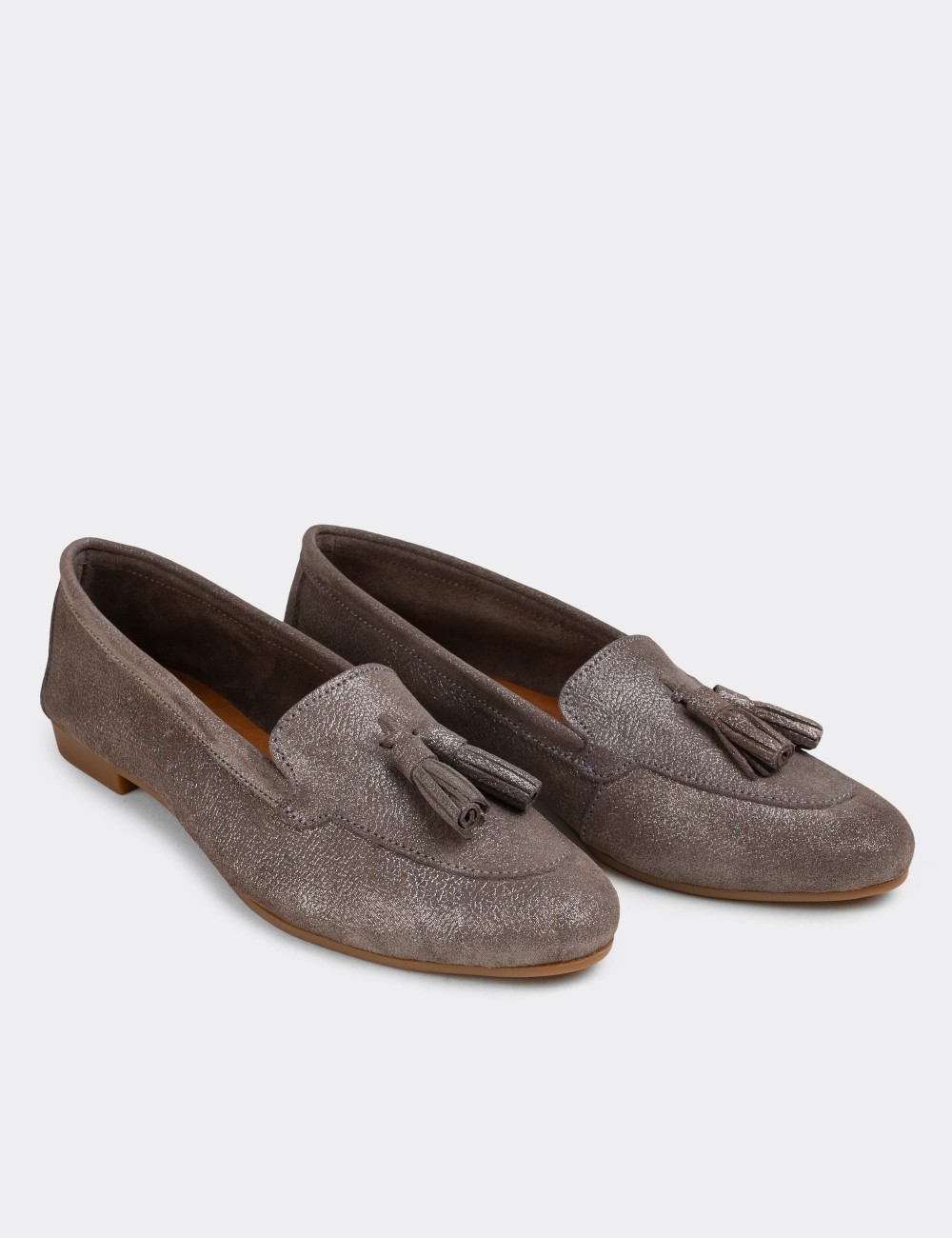 Sandstone Suede Leather Loafers  - E3209ZVZNC02