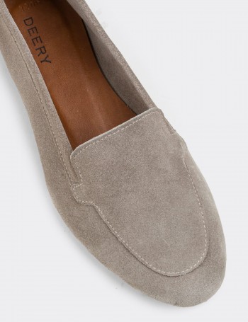 Gray Suede Leather Loafers  - E3206ZGRIC04