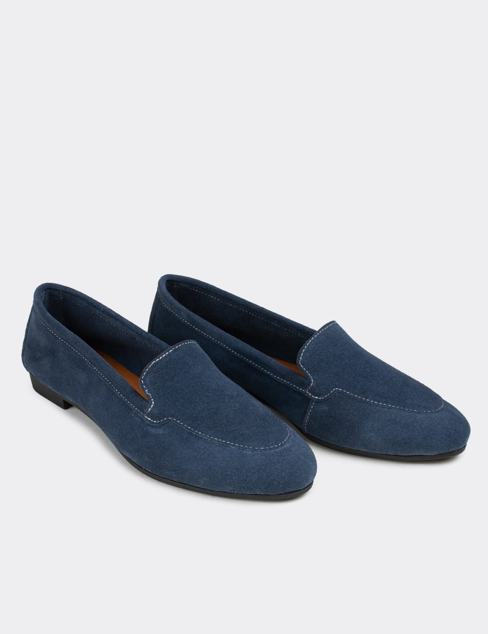 Blue Suede Leather Loafers  - E3206ZMVIC03