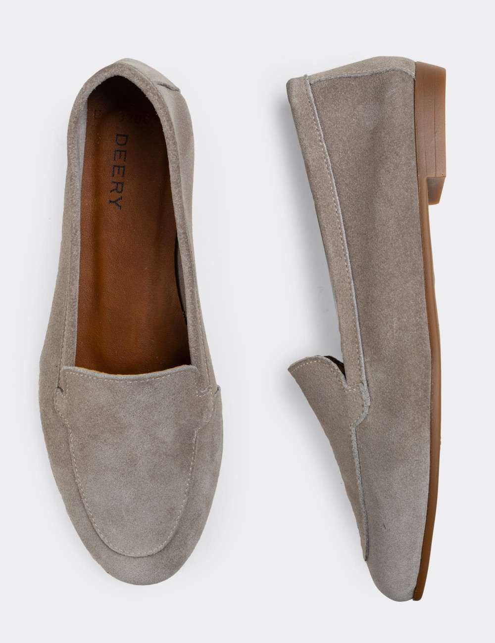 Gray Suede Leather Loafers  - E3206ZGRIC04