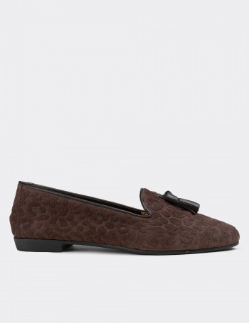 Brown Suede Leather Loafers  - E3204ZKHVC03
