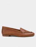 Tan Calfskin Leather Loafers 