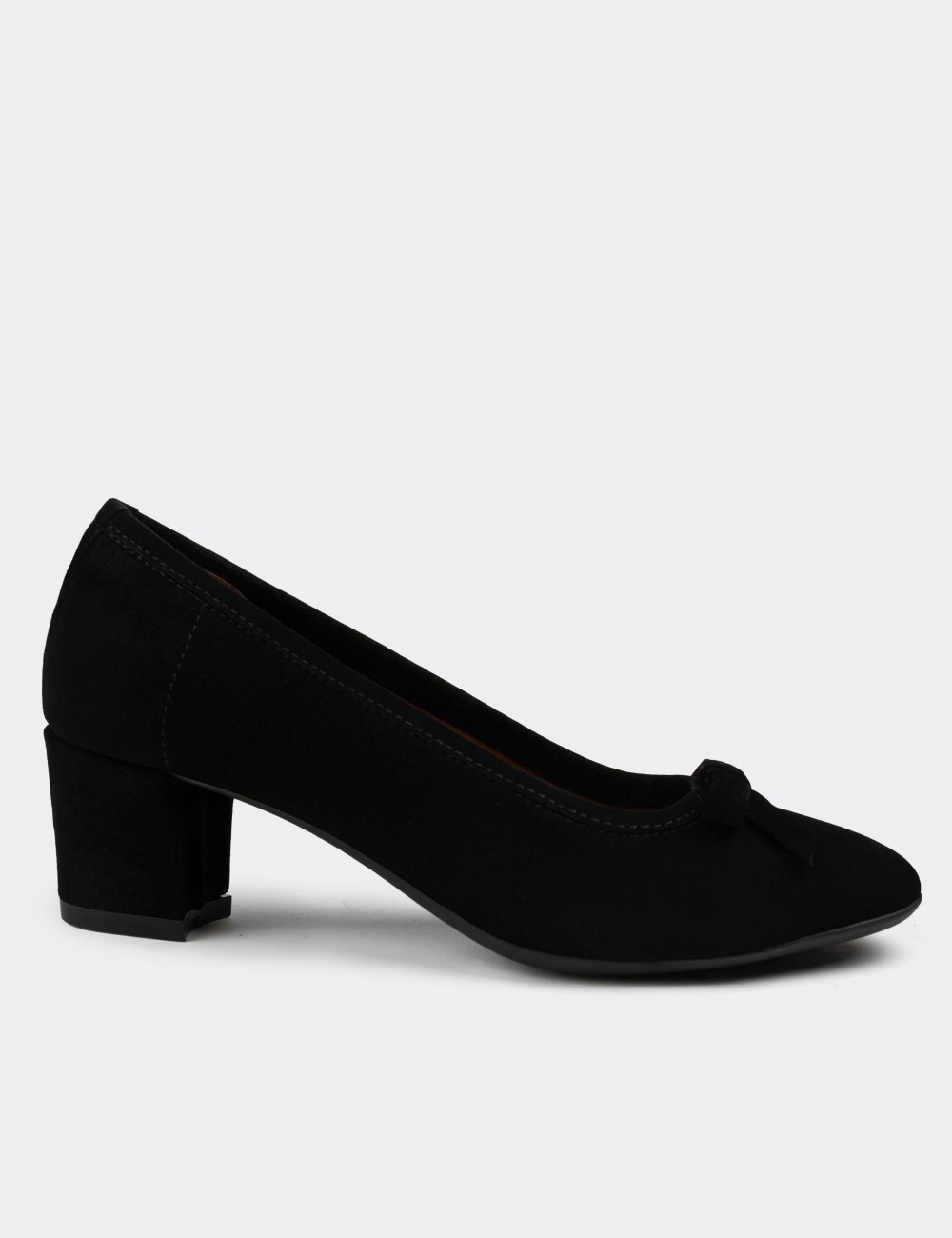 Black Suede Leather Heel - E1471ZSYHC01