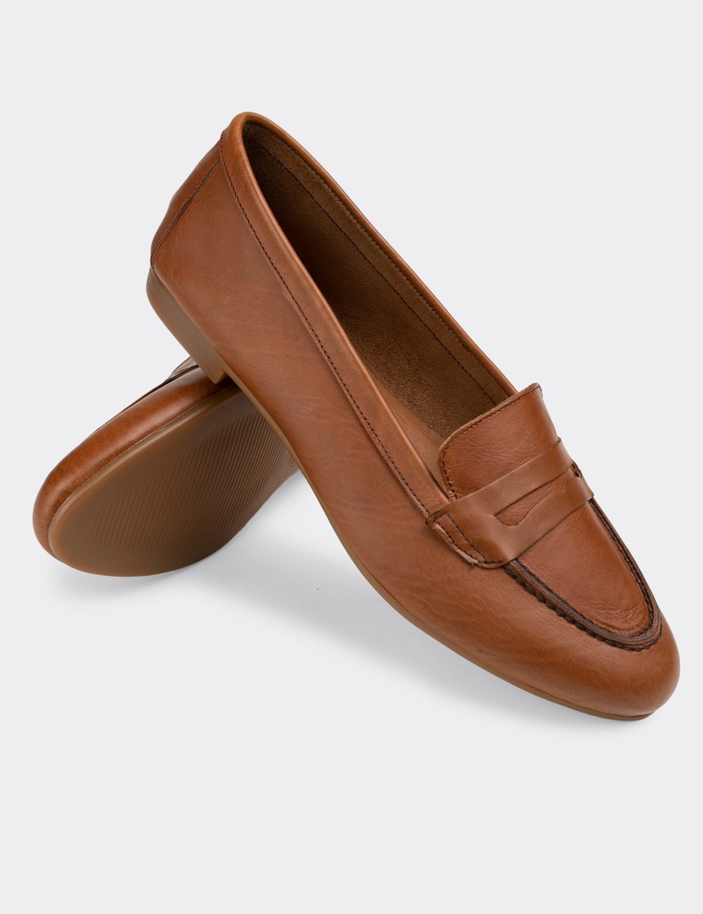 Tan  Leather Loafers  - E3201ZTBAC02