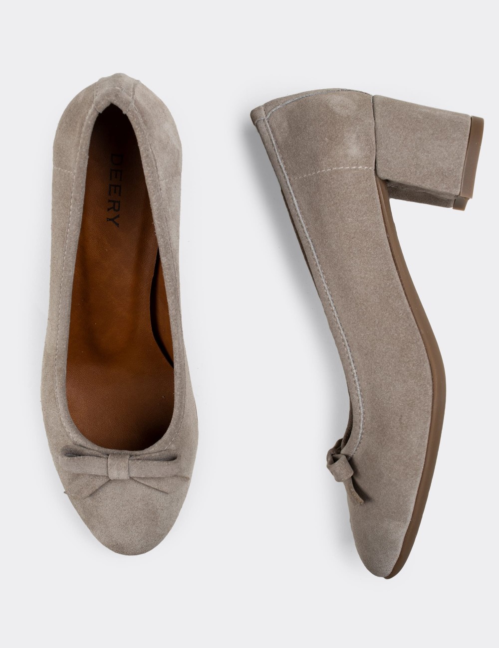 Gray Suede Leather Heel - E1471ZGRIC01