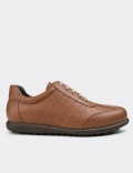Tan  Leather Lace-up Shoes