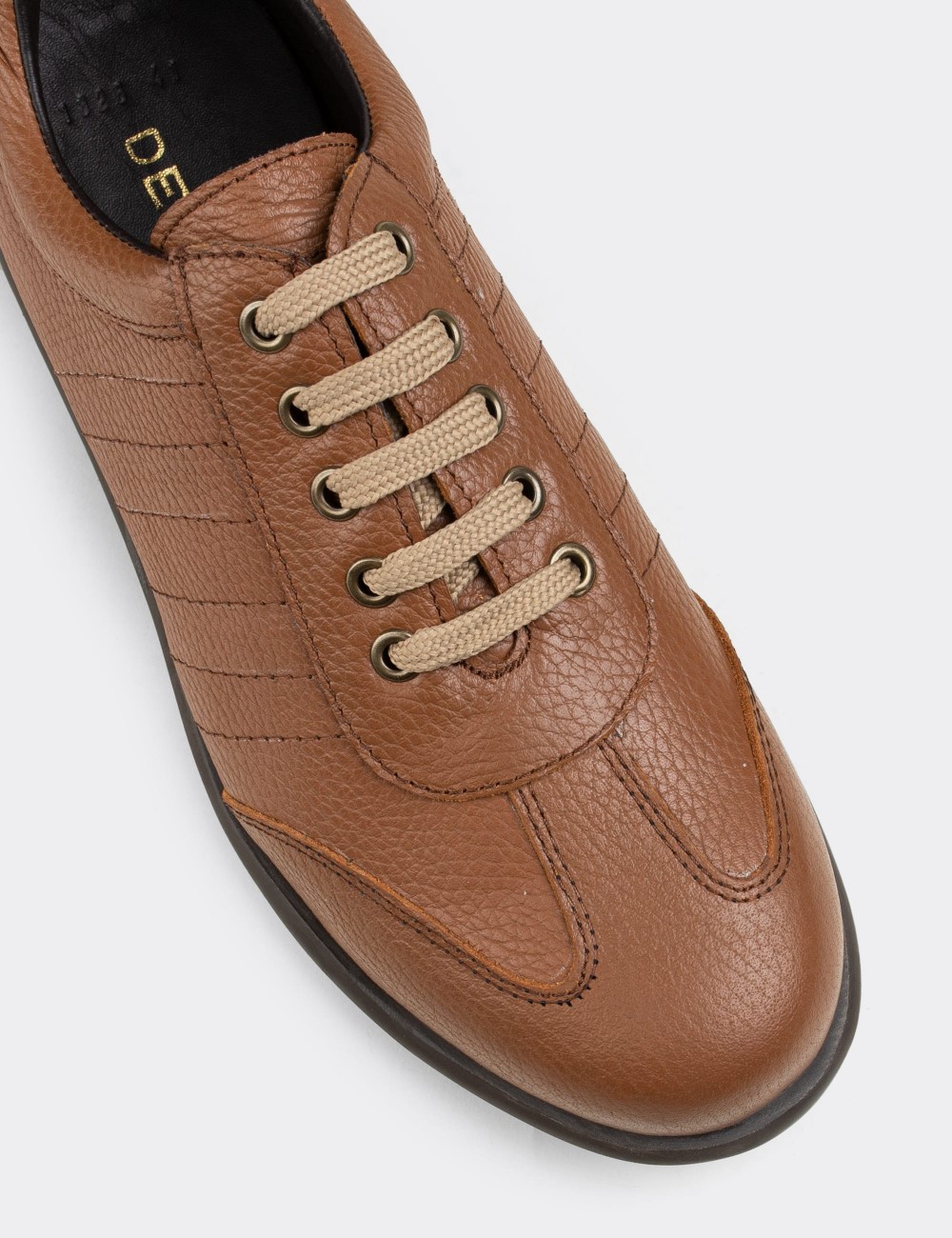 Tan  Leather Lace-up Shoes - 01826MTBAC05