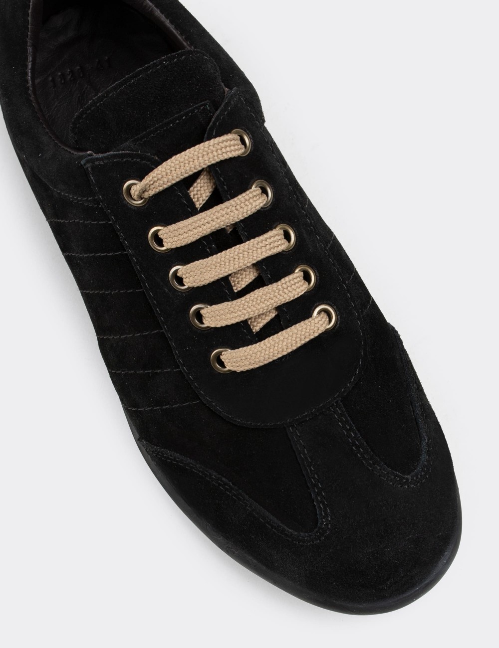 Black Suede Leather Lace-up Shoes - 01826MSYHC02