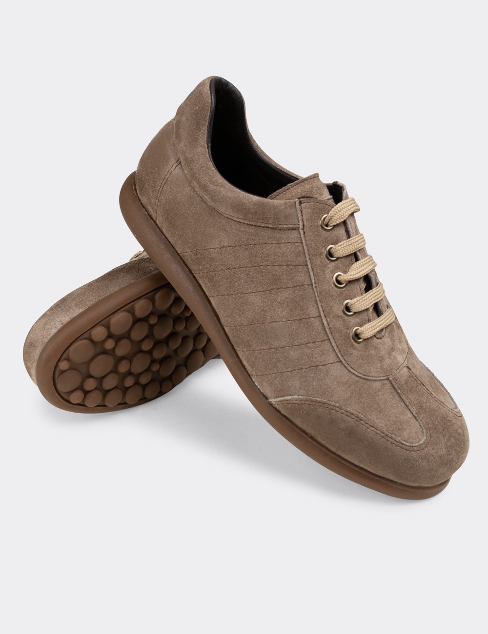 Sandstone Suede Leather Lace-up Shoes - 01826MVZNC01