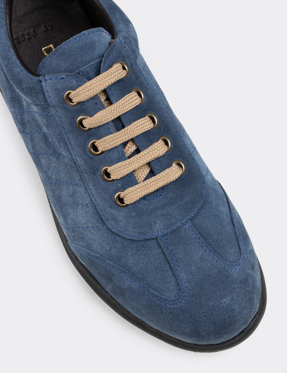 Blue Suede Leather Lace-up Shoes - 01826MMVIC08