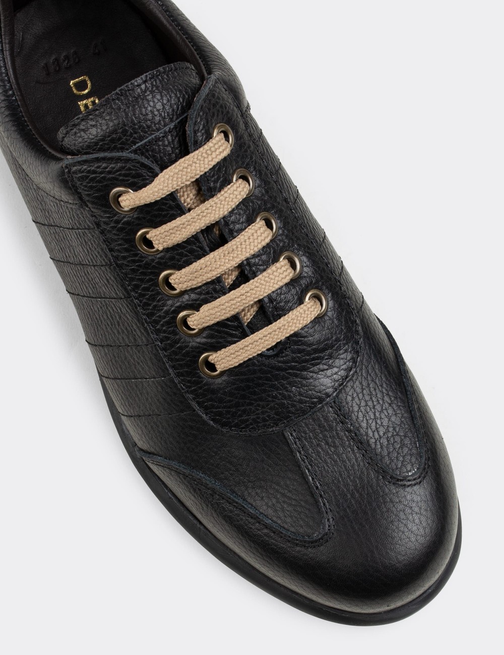 Black  Leather Lace-up Shoes - 01826MSYHC03