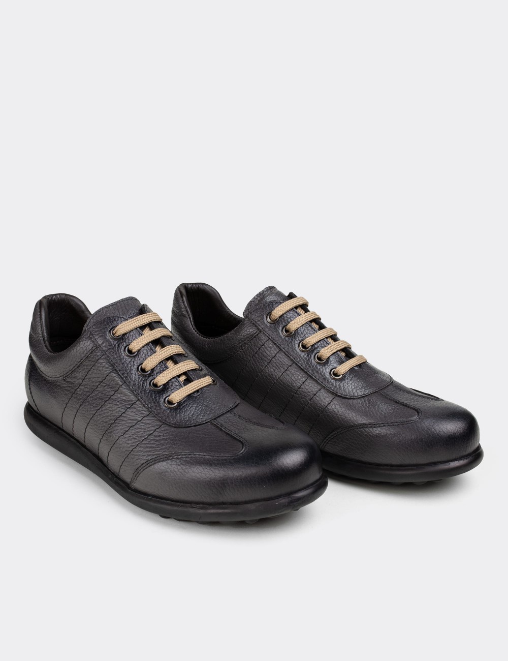 Gray  Leather Lace-up Shoes - 01826MGRIC05