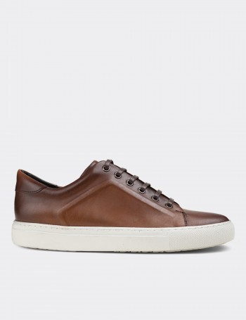Tan  Leather Sneakers - 01833MTBAC02
