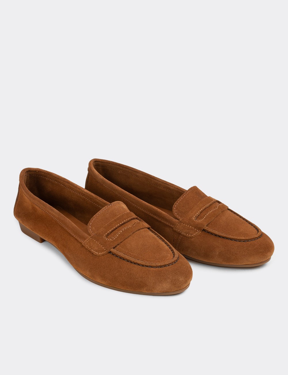 Tan Suede Leather Loafers - E3201ZTBAC03