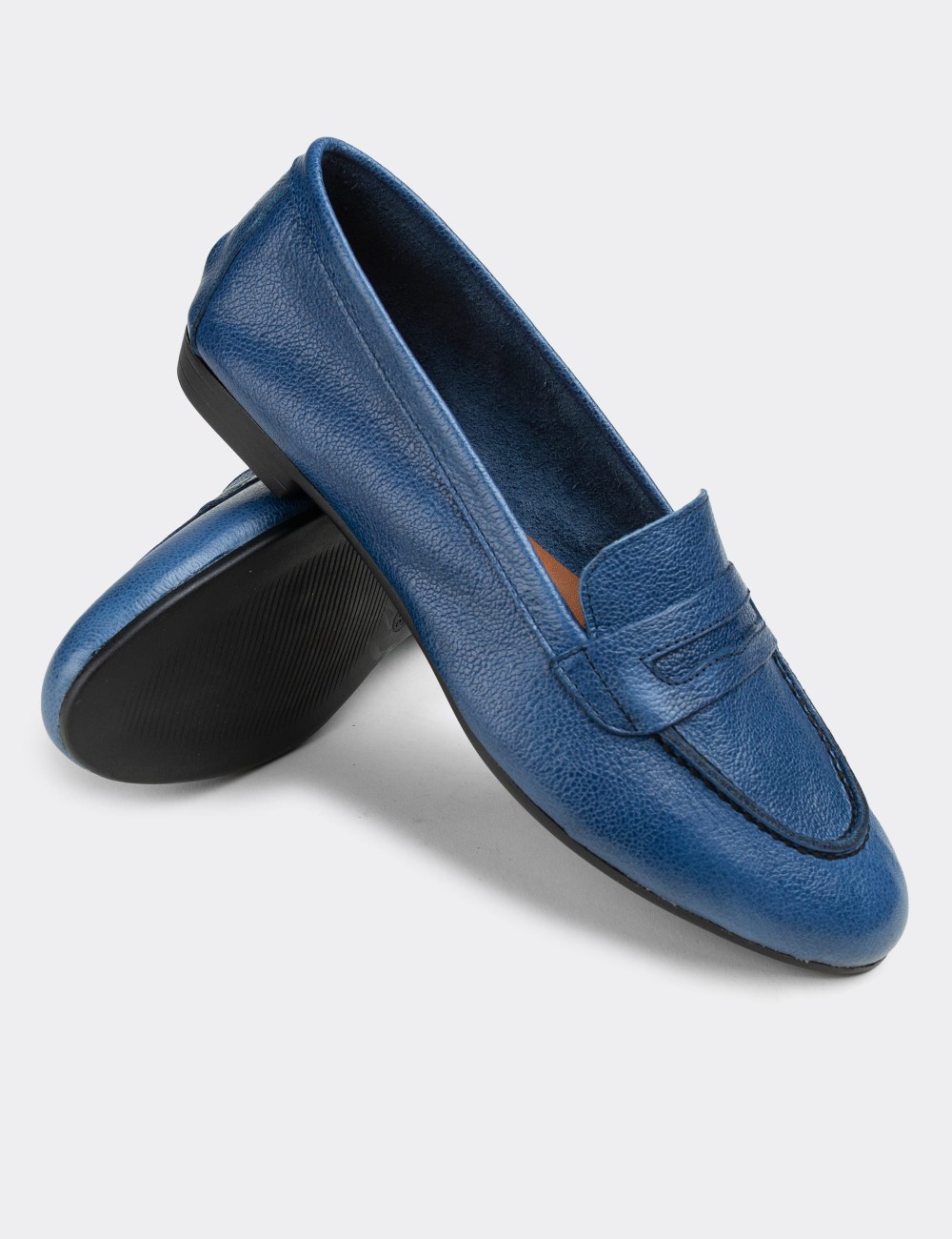Blue  Leather Loafers - E3201ZMVIC02