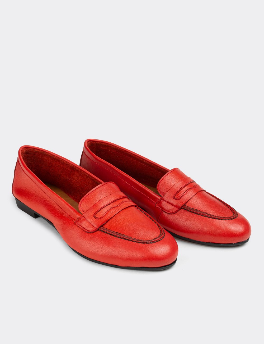 Red  Leather Loafers - E3201ZKRMC02