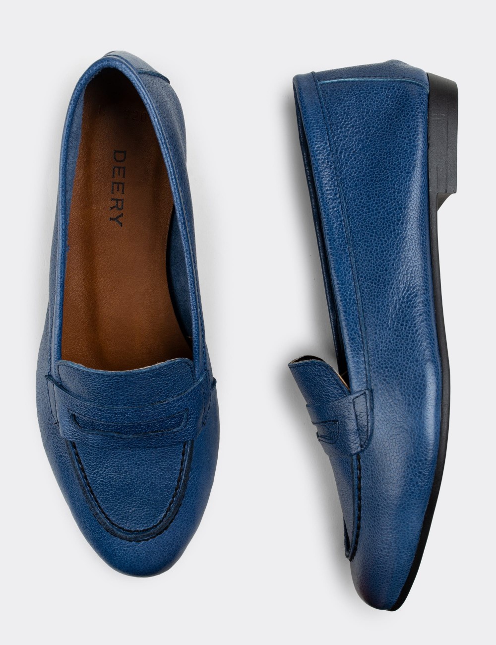 Blue  Leather Loafers - E3201ZMVIC02