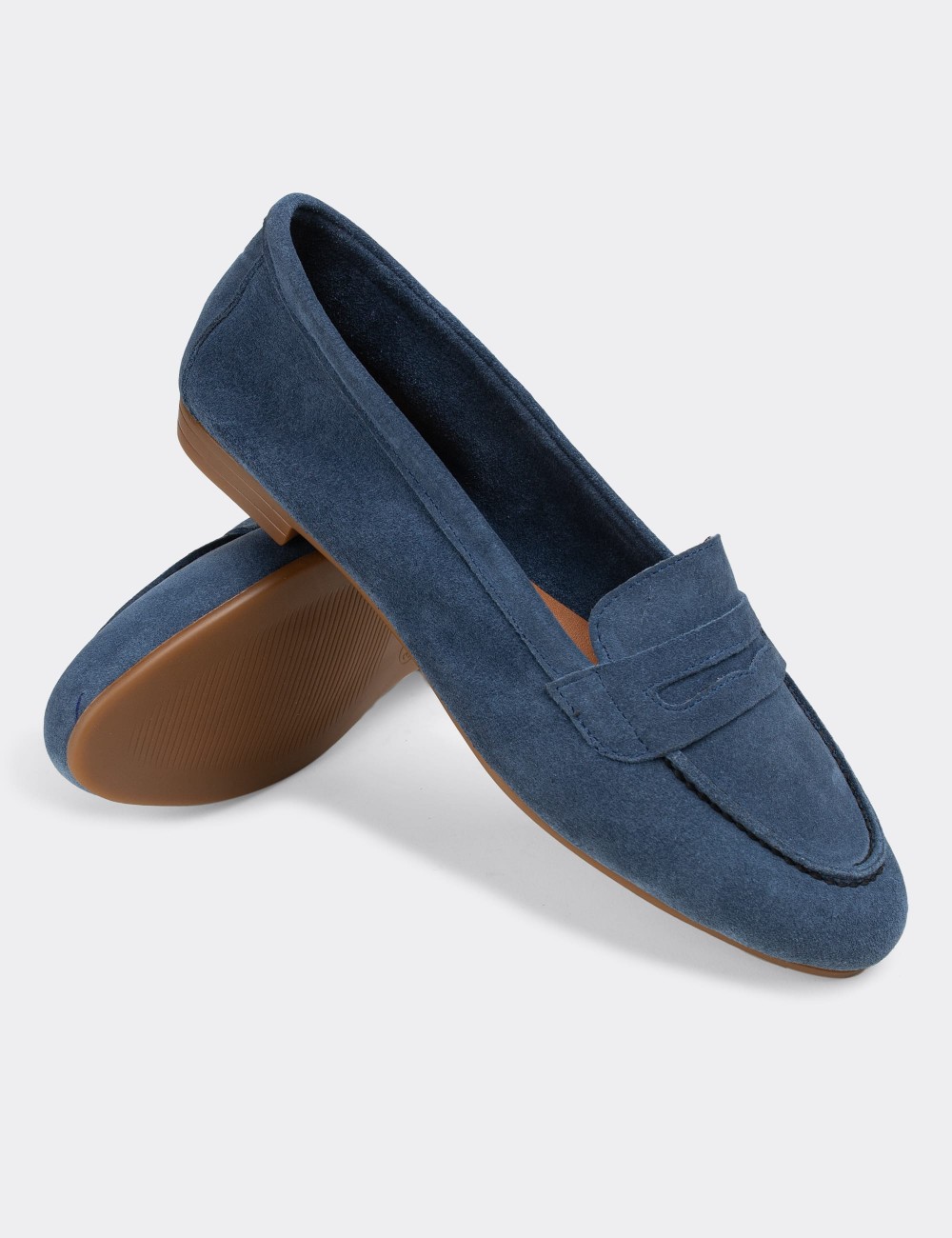 Blue Suede Leather Loafers - E3201ZMVIC01