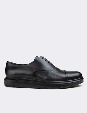 Black  Leather Lace-up Shoes - 01832MSYHP01