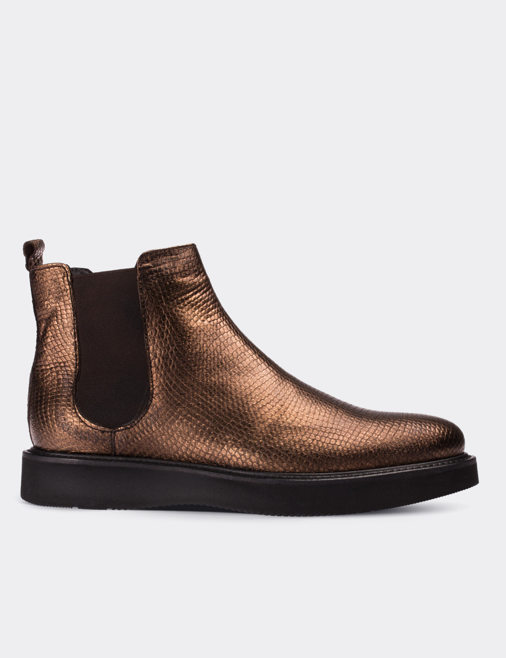 Copper  Leather Chelsea Boots - 01573ZBKRE01