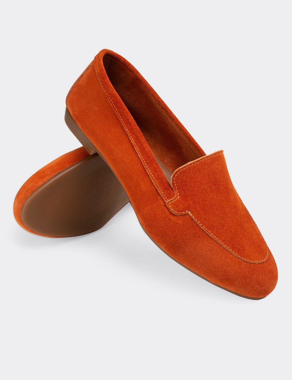 Orange  Leather Loafers - E3206ZTRCC02