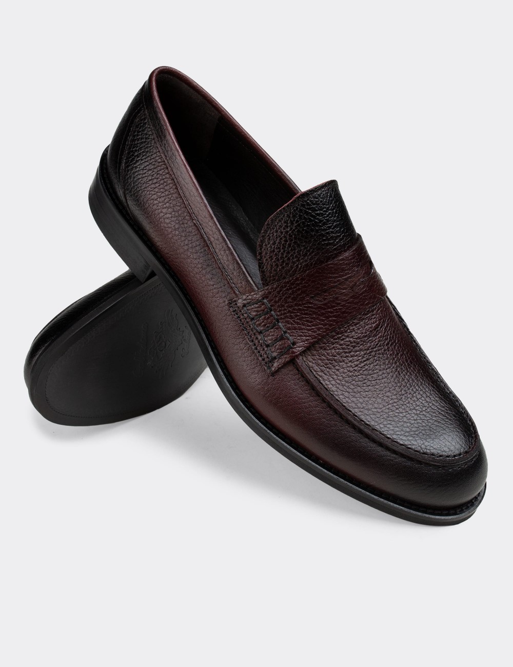 Burgundy  Leather Loafers - 01538MBRDN05