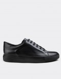 Black  Leather Sneakers