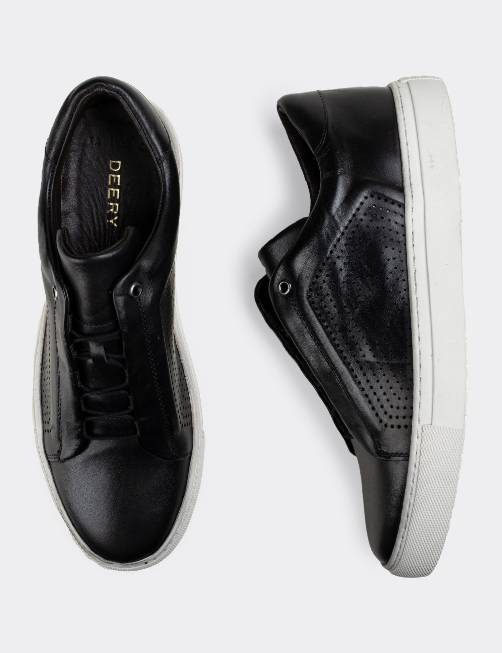 Black  Leather Sneakers - 01834MSYHC01