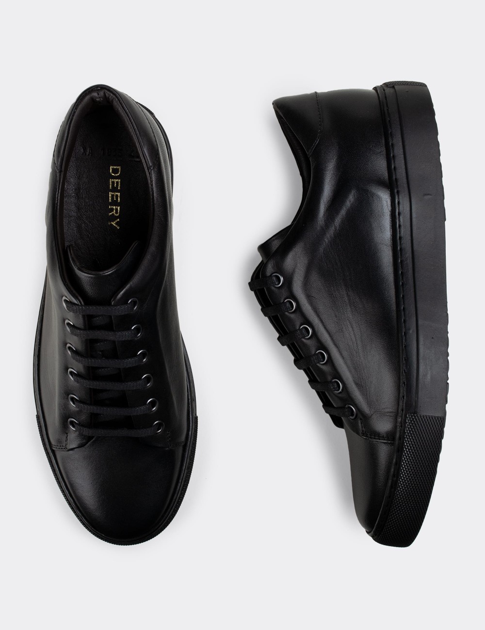 Black  Leather Sneakers - 01833MSYHC02