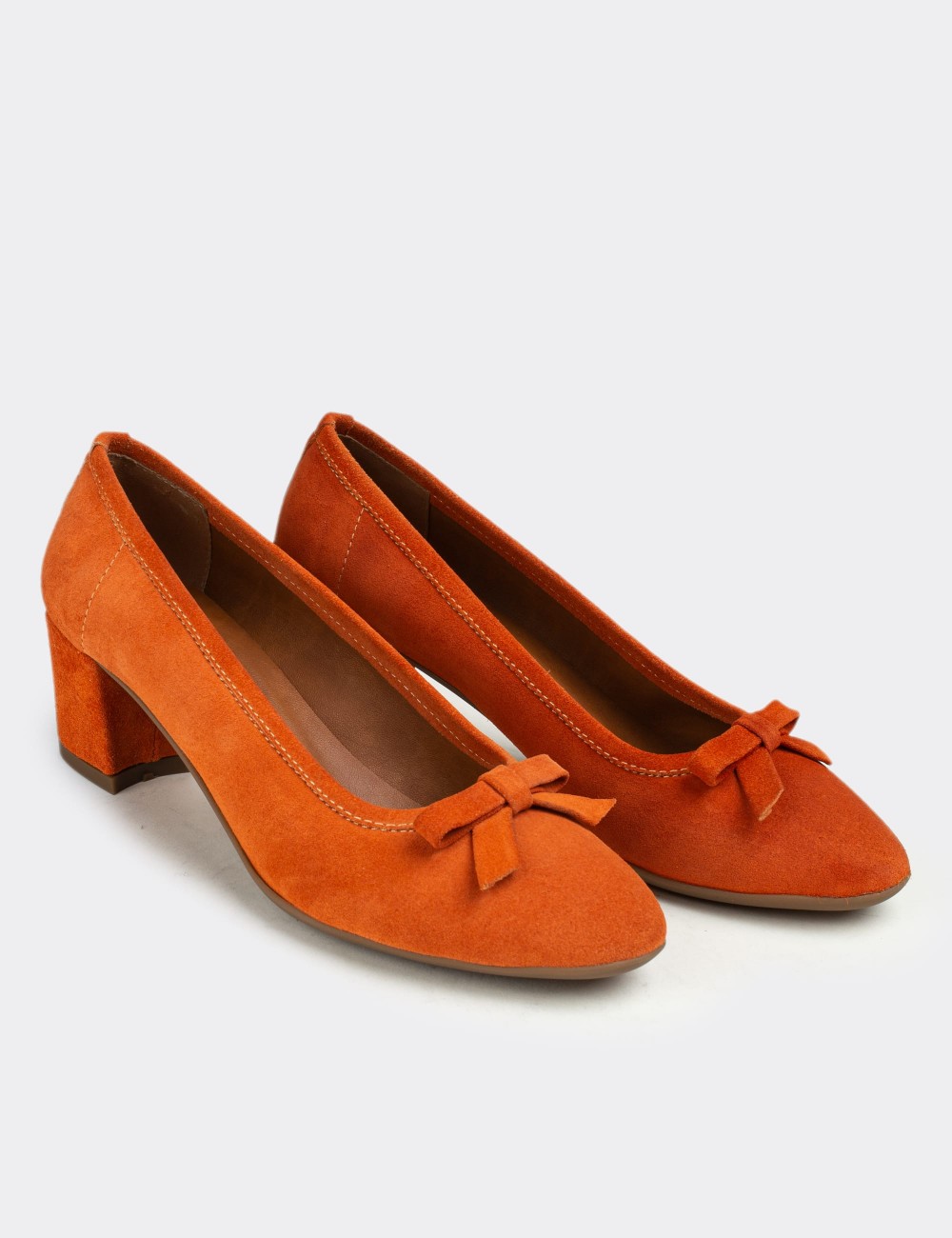 Orange Suede Leather Heel - E1471ZTRCC01
