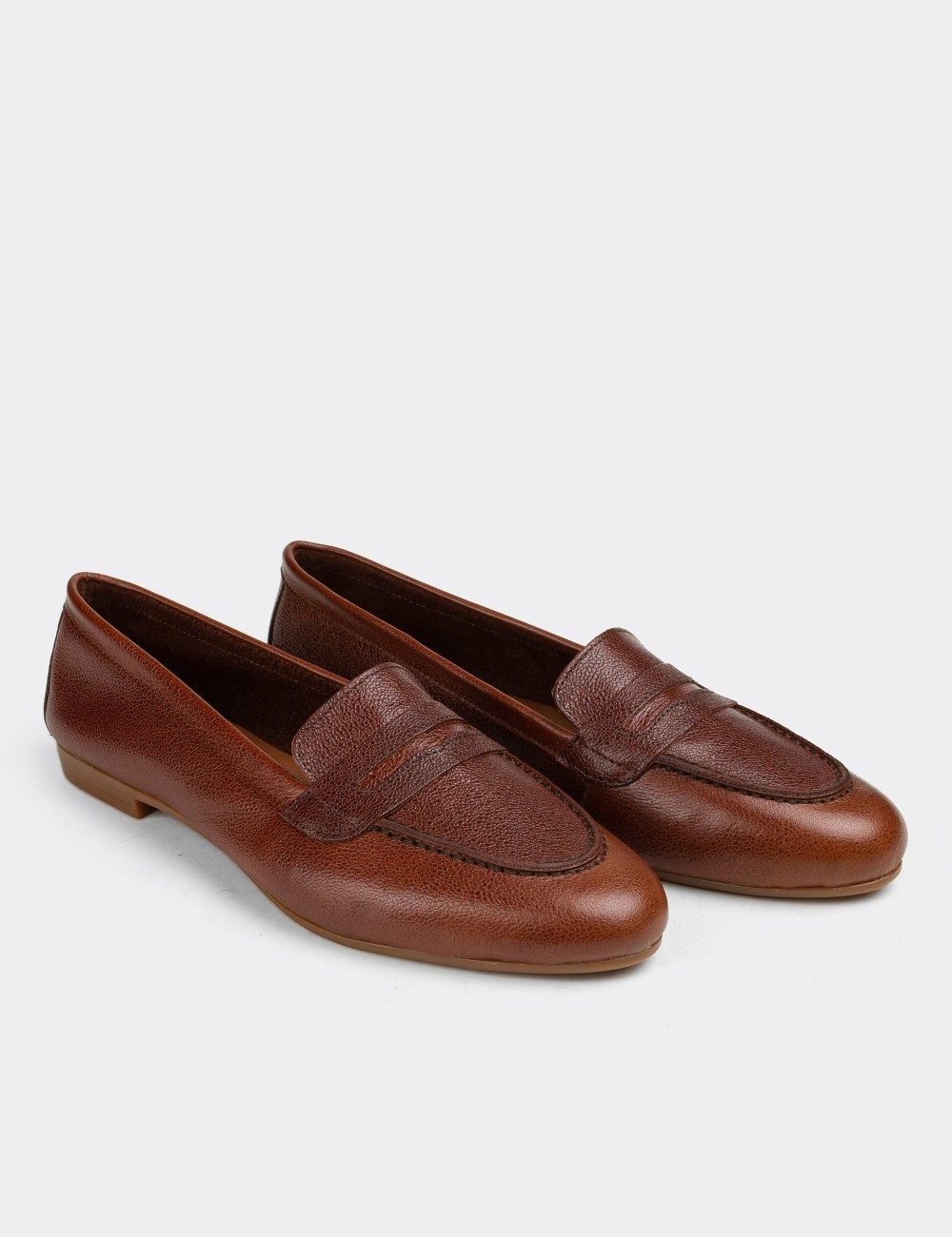 Brown  Leather Loafers - E3201ZKHVC02