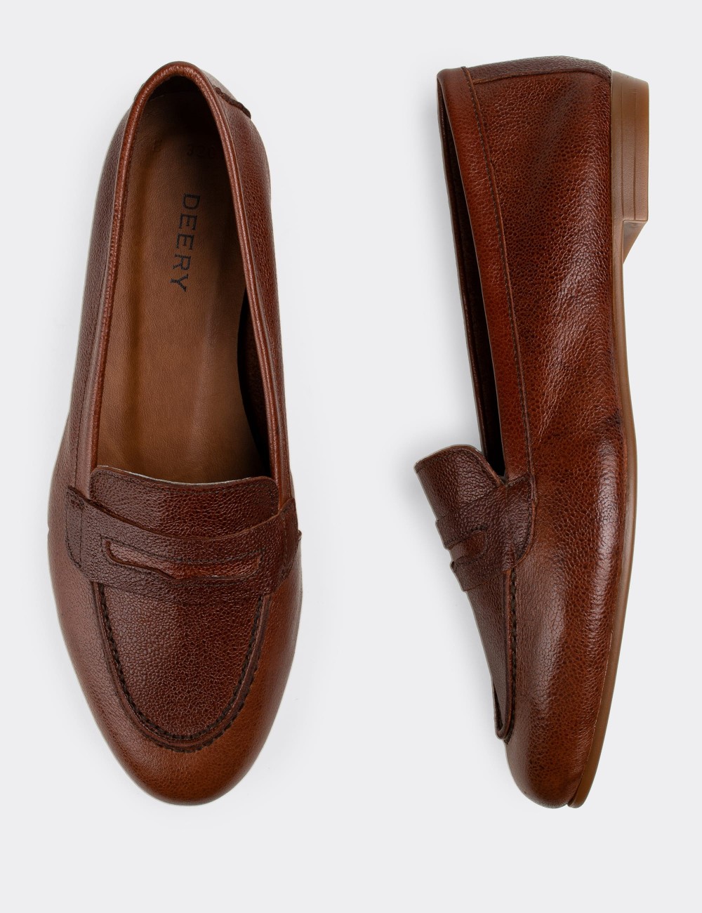 Brown  Leather Loafers - E3201ZKHVC02