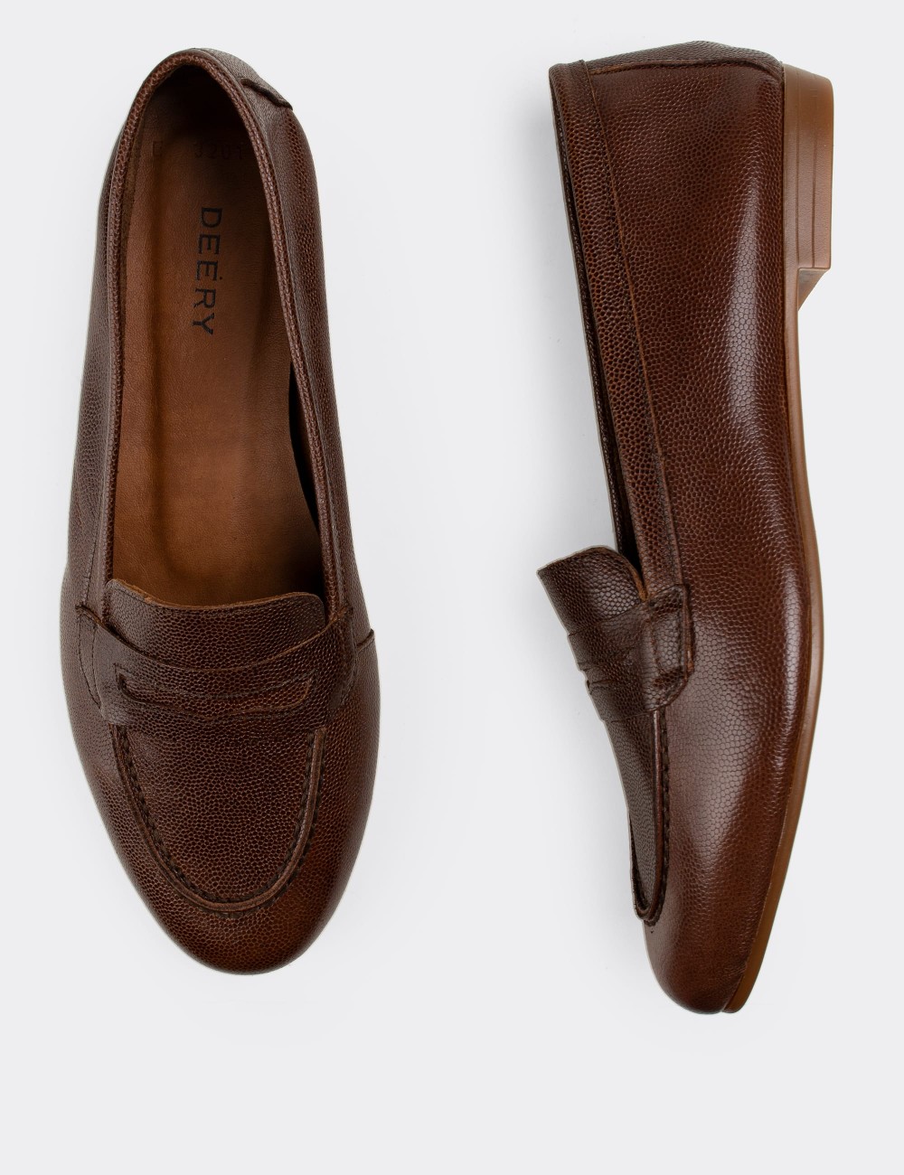 Brown  Leather Loafers - E3201ZKHVC01