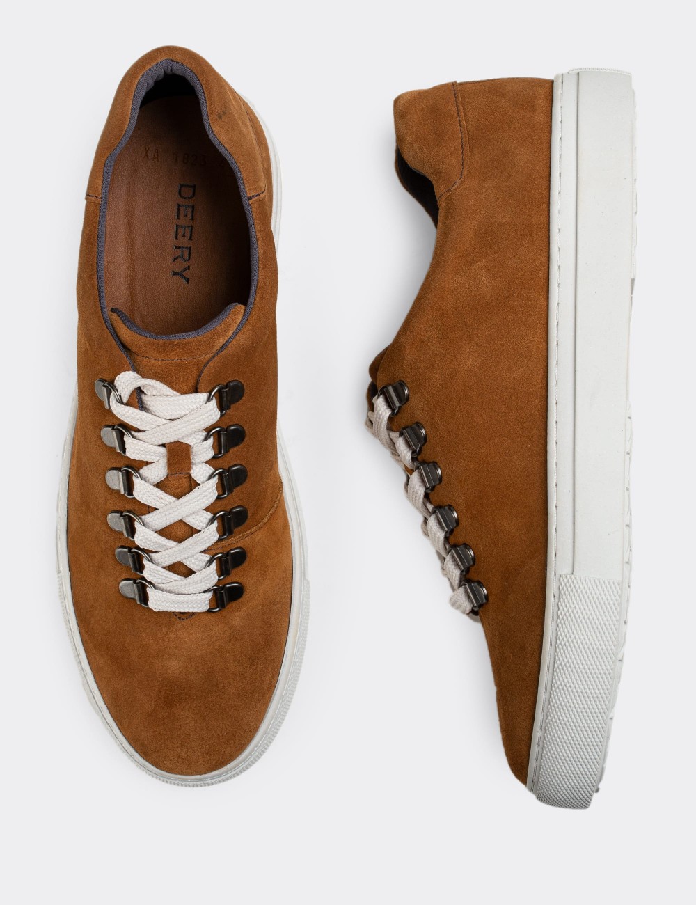 Tan Suede Leather Sneakers - 01835MTBAC01