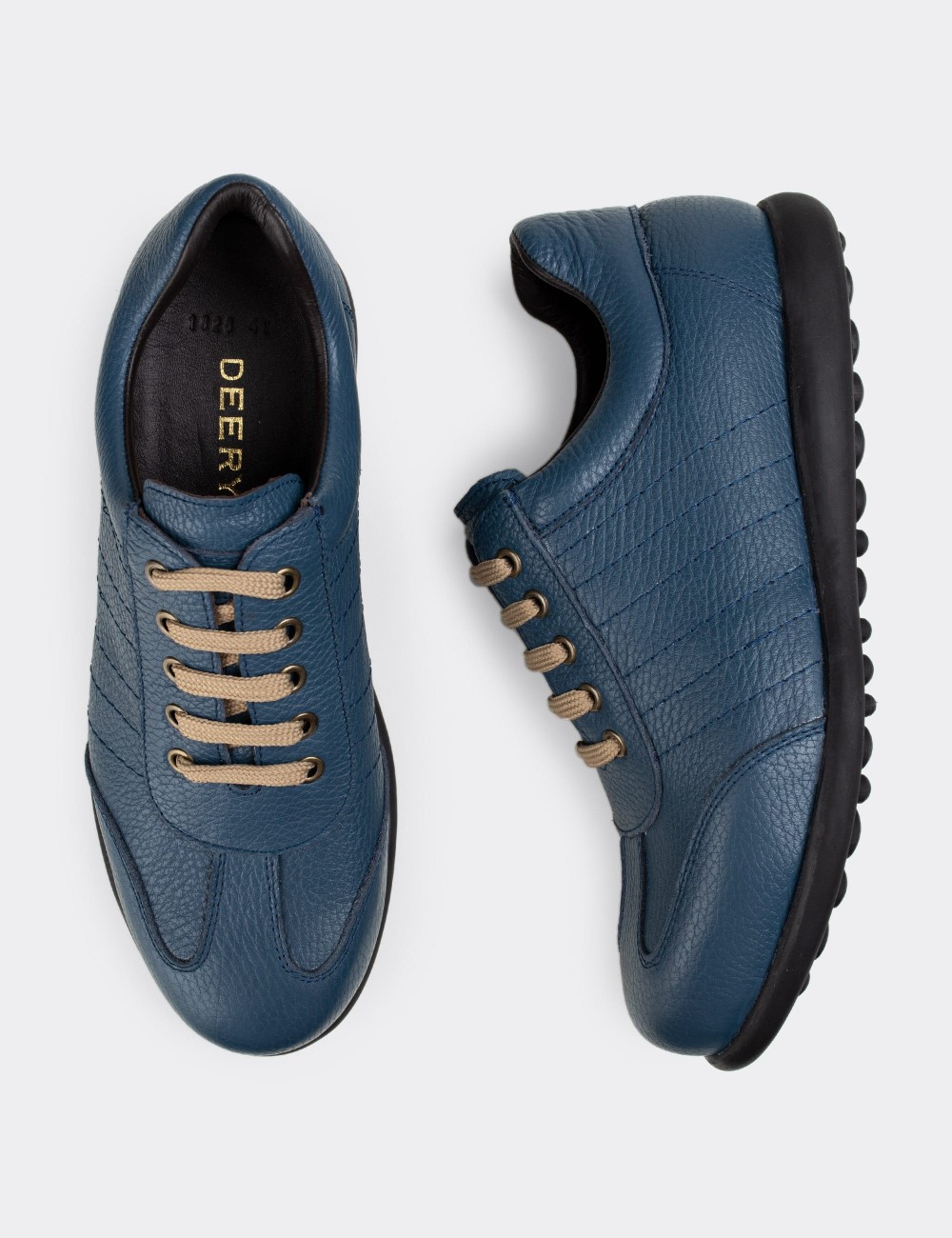 Blue  Leather Lace-up Shoes - 01826MMVIC09
