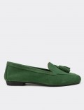 Green Suede Leather Loafers