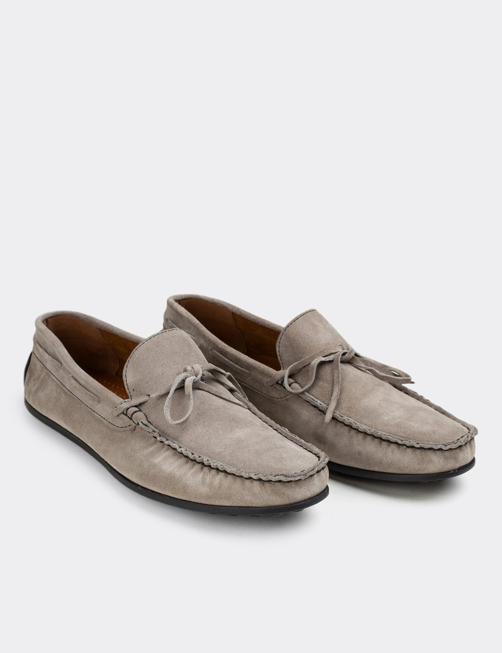 Sandstone Suede Leather Driving Shoes - 01647MVZNC01