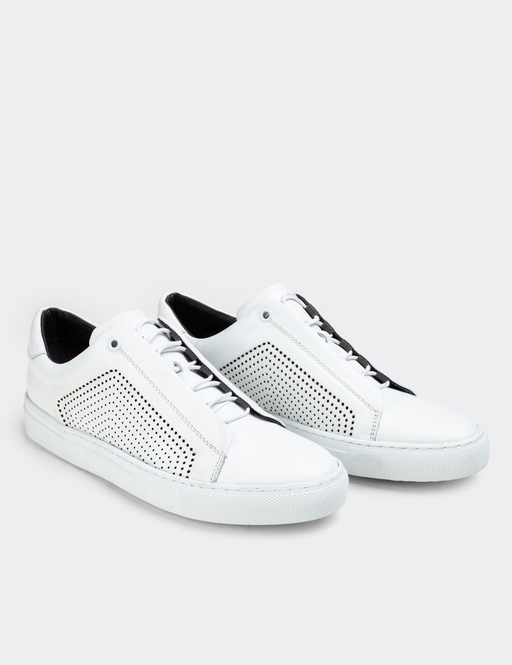 White  Leather Sneakers - 01834MBYZC01
