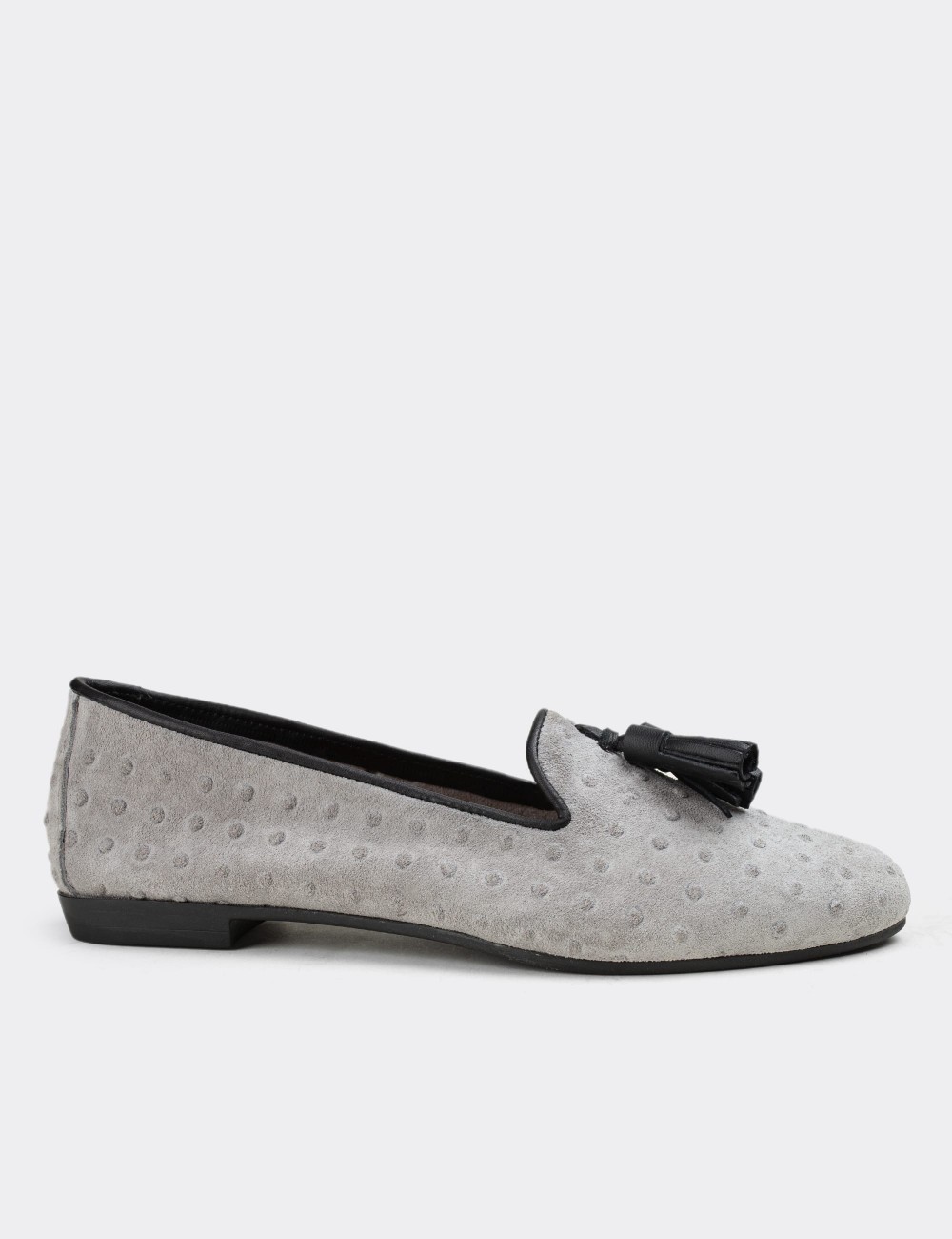 Gray Suede Leather Loafers - E3204ZGRIC03