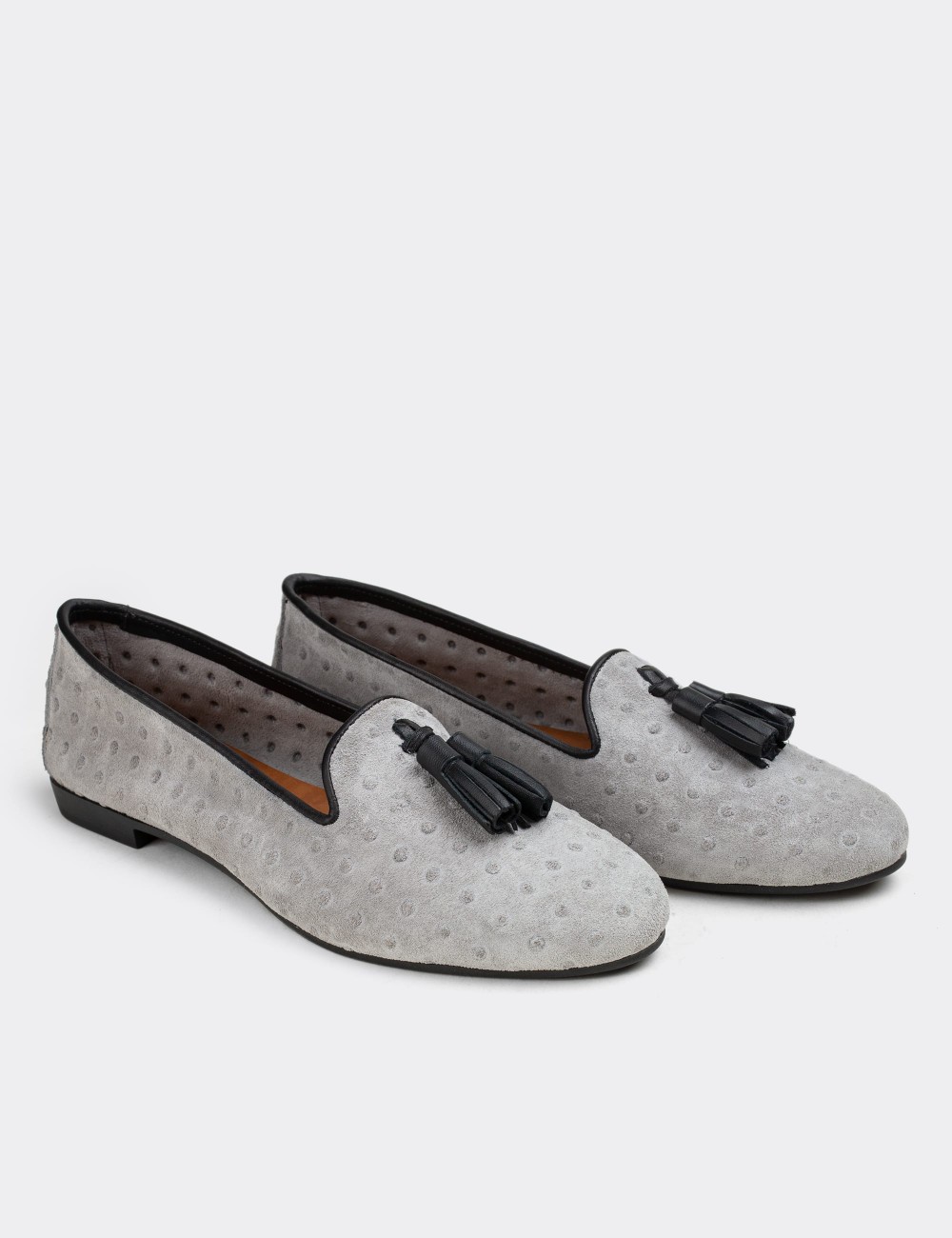 Gray Suede Leather Loafers - E3204ZGRIC03